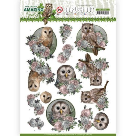 (SB10489)3D Push Out - Amy Design - Amazing Owls - Romantic Owls
