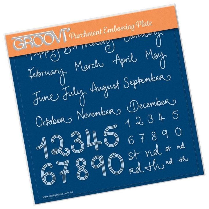 (GRO-WO-41606-03)Groovi Plate A5 BARBARA'S MONTHS AND NUMBERS