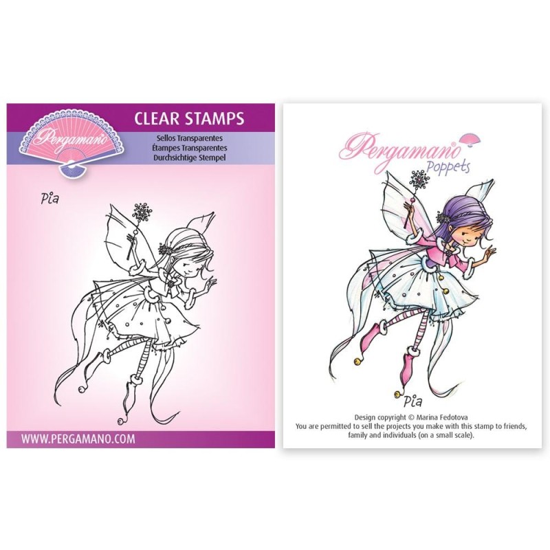 (PER-ST-70381-A6)Pergamano clear stamp WHIMSY POPPETS