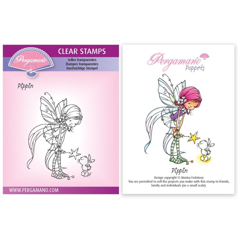 (PER-ST-70385-A6)Pergamano clear stamp WHIMSY POPPETS - PIPPIN STAMP