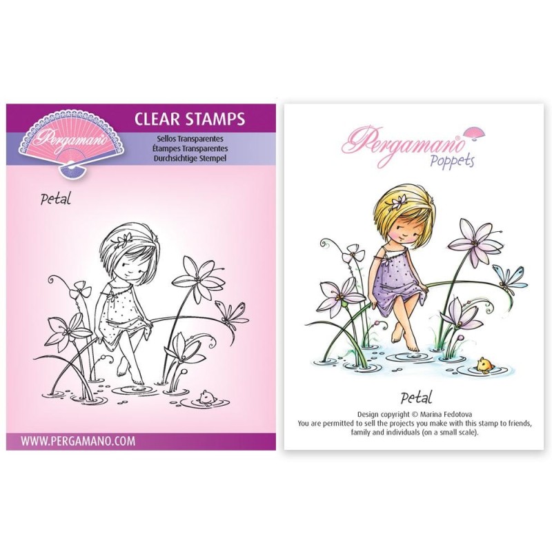 (PER-ST-70379-A6)Pergamano clear stamp FLOWER POPPETS - PETAL STAMP