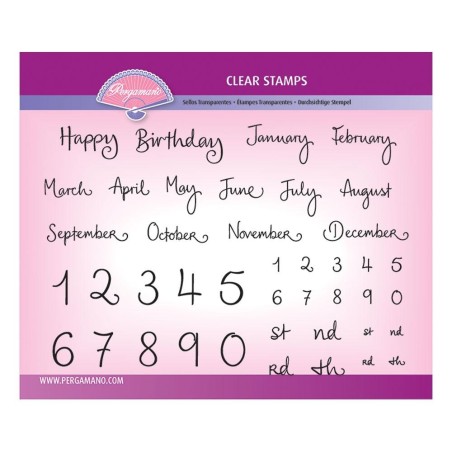 (PER-ST-70390-A5)Pergamano clear stamp BARBARA'S MONTHS & NUMBERS STAMP SET