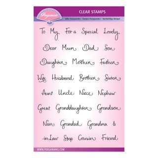 (PER-ST-70389-A5)Pergamano clear stamp BARBARA'S RELATIONS STAMP SET