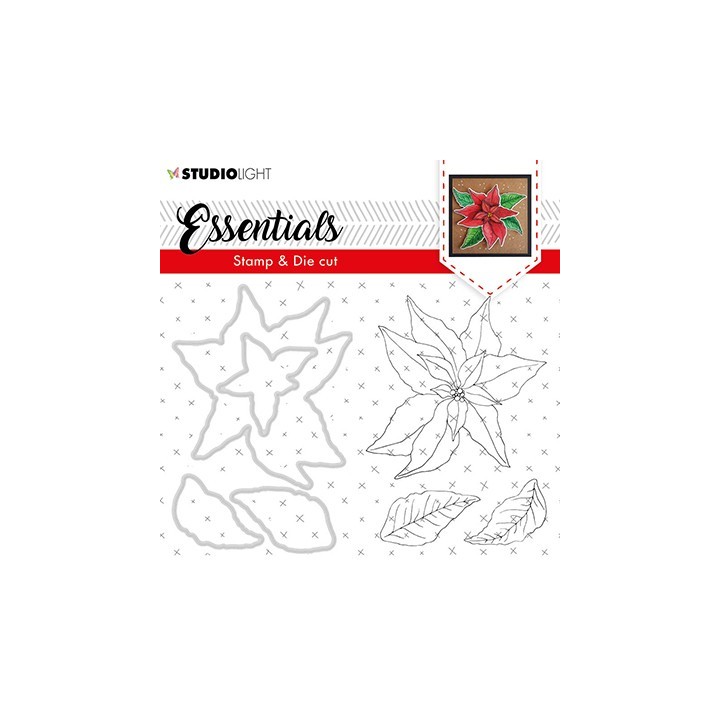 (BASICSDC47)Studio light Stamp & Die Cut Christmas Rose Essentials 47