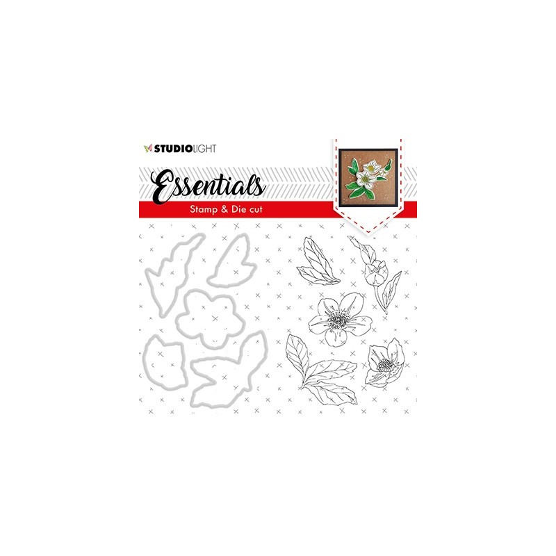 (BASICSDC48)Studio light Stamp & Die Cut Christmas Rose Essentials 48