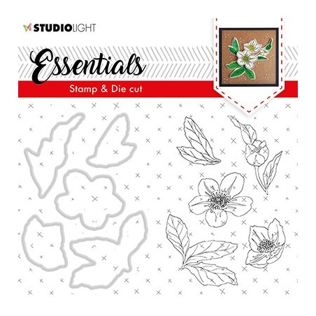 (BASICSDC48)Studio light Stamp & Die Cut Christmas Rose Essentials 48