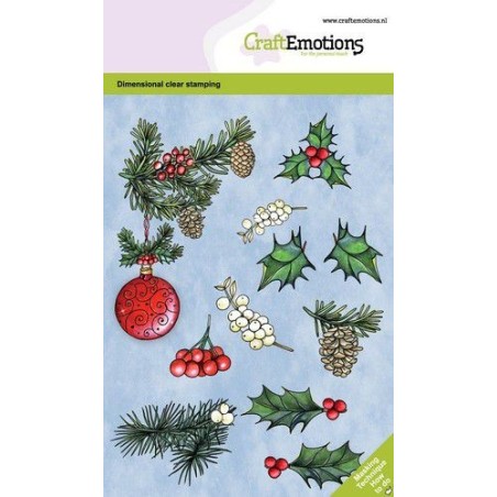 (130501/0103)CraftEmotions clearstamps A6 - Christmas bauble with twigs GB Dimensional stamp