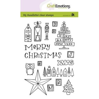 (130501/2202)CraftEmotions clearstamps A6 - handletter - X-mas decorations 1 (Eng) Carla Kamphuis