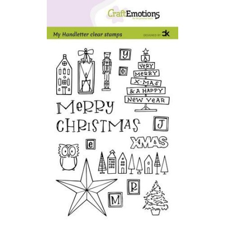 (130501/2202)CraftEmotions clearstamps A6 - handletter - X-mas decorations 1 (Eng) Carla Kamphuis