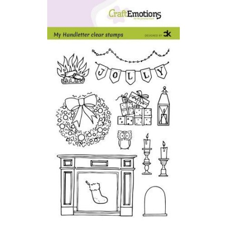 (130501/2203)CraftEmotions clearstamps A6 - handletter - X-mas decorations 2 (Eng) Carla Kamphuis