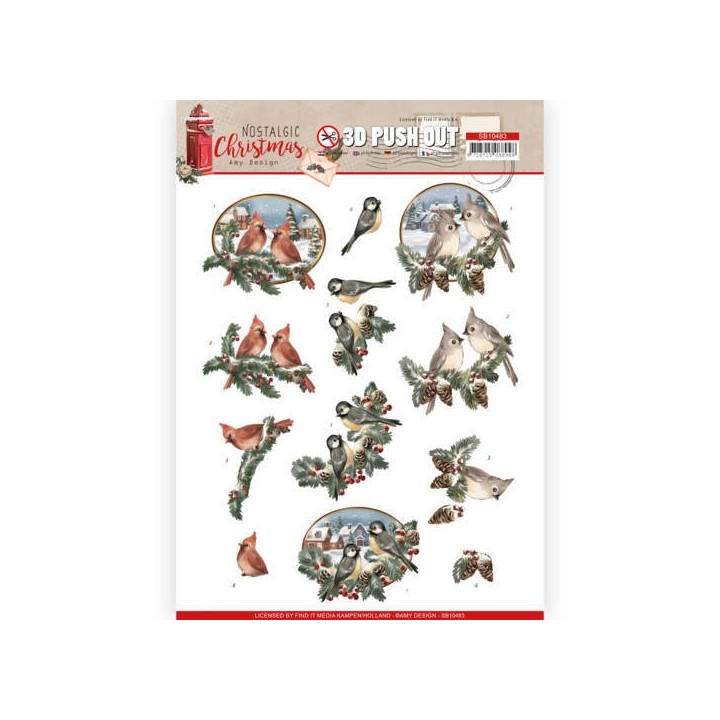 (SB10483)3D Push Out - Amy Design - Nostalgic Christmas - Christmas Birds