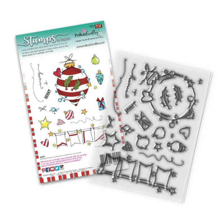 (PD8081)Polkadoodles Baubles & Banners Christmas Clear Stamps
