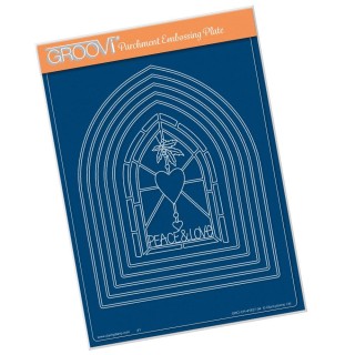 (GRO-CH-41627-04)Groovi Plate A5 CHRISTMAS PEACE & LOVE NESTED ARCH WINDOW