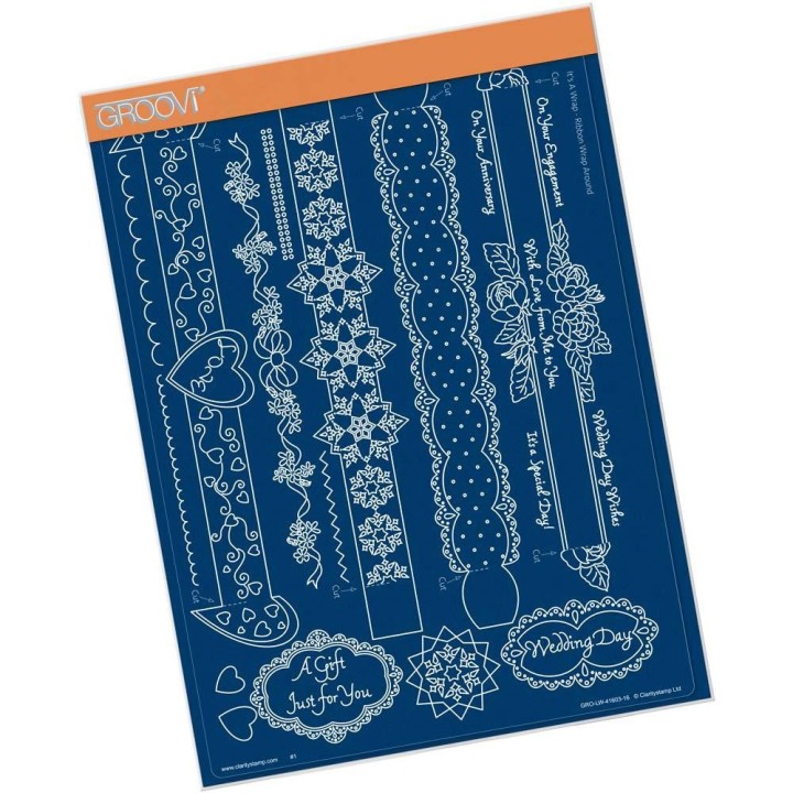 (GRO-LW-41603-16)Groovi plate A4 - LINDA'S IT'S A WRAP! - RIBBON WRAPAROUND