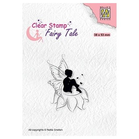 (FTCS020)Nellie's Choice Clear Stamp Fairy Tale nr. 18 Elf sitting on flower