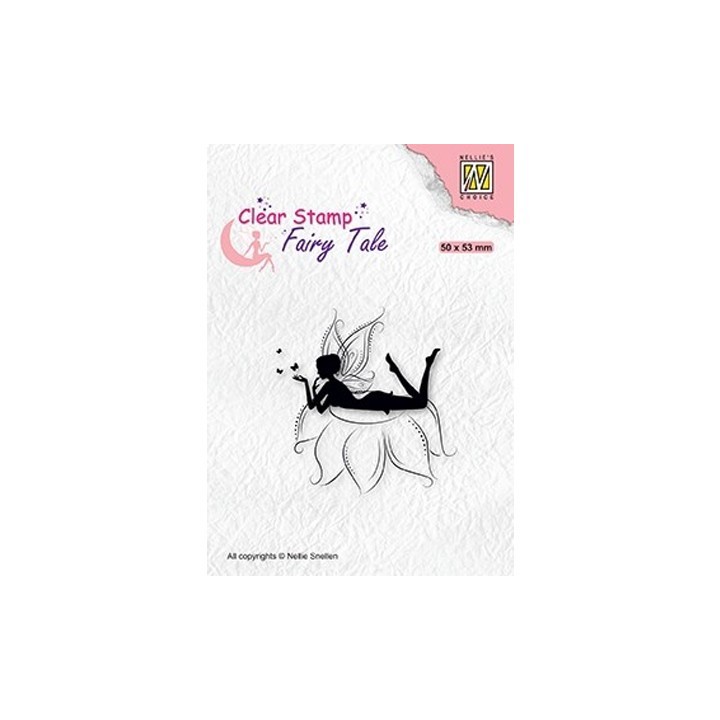 (FTCS022)Nellie's Choice Clear Stamp Fairy Tale nr. 20 Elf laying on flower