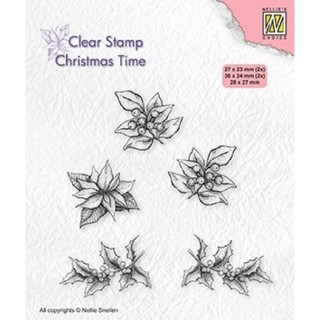 (CT036)Nellie's Choice Clear stamps Christmas time Poinsettia