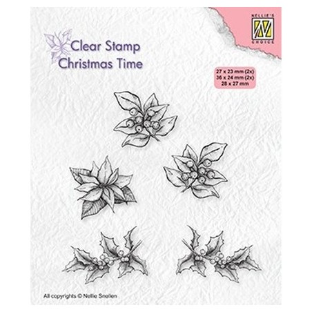 (CT036)Nellie's Choice Clear stamps Christmas time Poinsettia