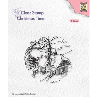 (CT038)Nellie's Choice Clear stamps Christmas time Snowy Christmas scene