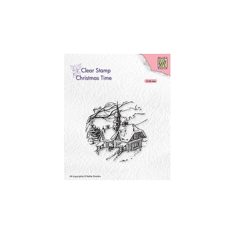 (CT038)Nellie's Choice Clear stamps Christmas time Snowy Christmas scene