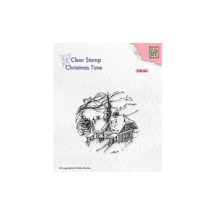 (CT038)Nellie's Choice Clear stamps Christmas time Snowy Christmas scene