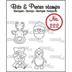 (CLBP222)Crealies Clearstamp Bits & Pieces Mini reindeer, santa claus, penguin