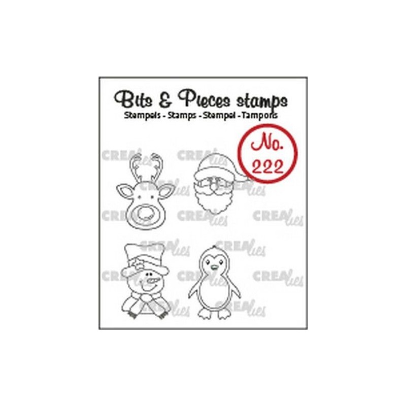 (CLBP222)Crealies Clearstamp Bits & Pieces Mini reindeer, santa claus, penguin