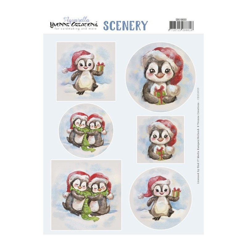 (CDS10033)Push Out Scenery - Yvonne Creations - Aquarella - Christmas Penguin