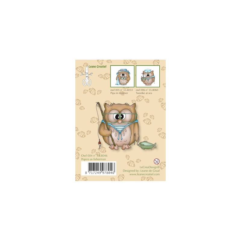 (55.8046)Clear stamp Owl Popco as fisherman
