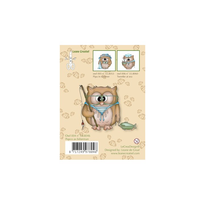 (55.8046)Clear stamp Owl Popco as fisherman