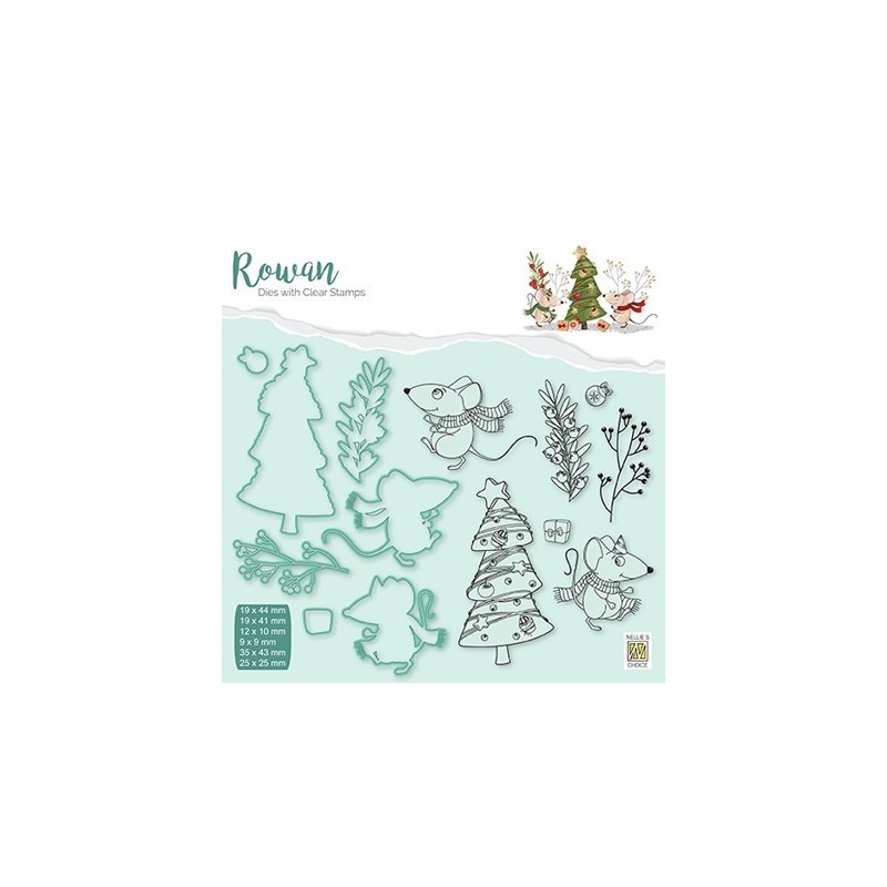(RDCS007)Nellie's Shape Dies with clear stamp Christmas mouse-3 Christmas tree