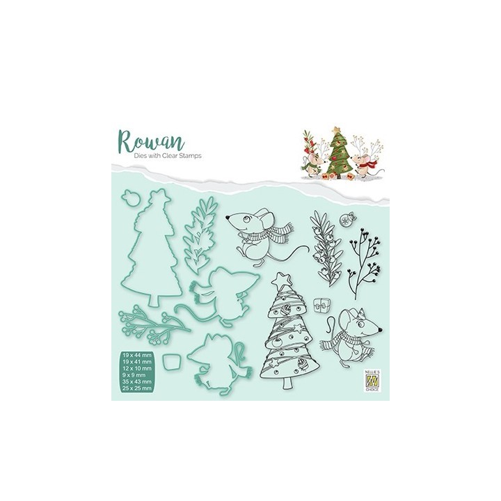 (RDCS007)Nellie's Shape Dies with clear stamp Christmas mouse-3 Christmas tree