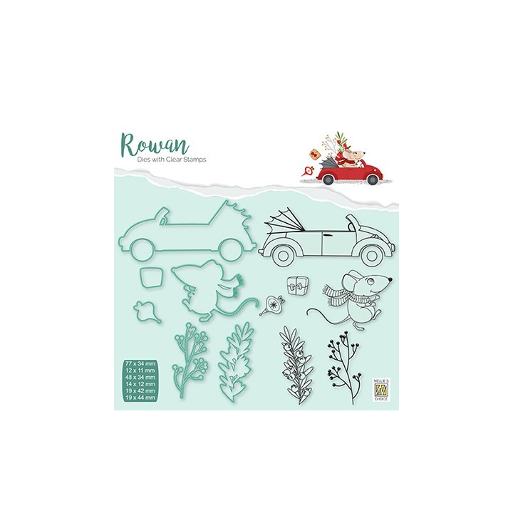 (RDCS008)Nellie's Shape Dies with clear stamp Christmas Christmas mouse-4 carChristmas tree