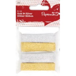 DC Gold & Silver glitter ribbon 4*1M (PMA367001)