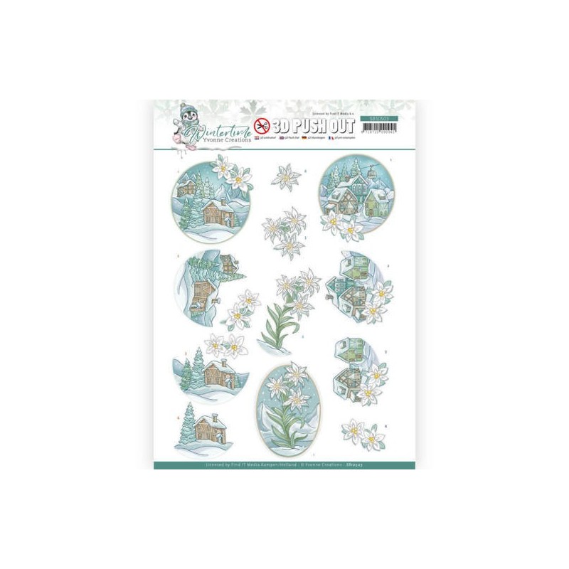 (SB10503)3D Push Out - Yvonne Creations - Winter Time - Edelweiss