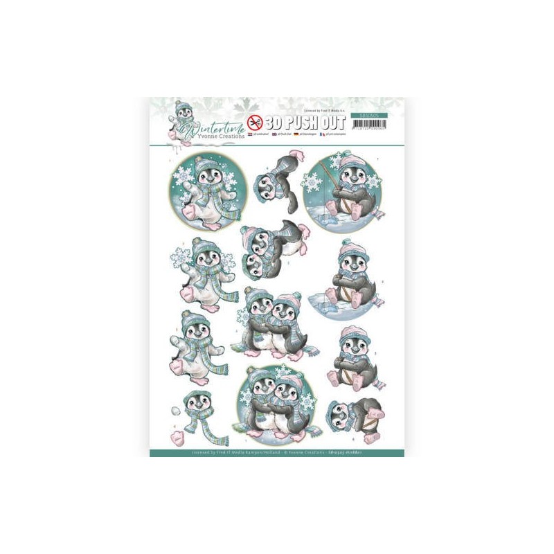 (SB10505)3D Push Out - Yvonne Creations - Winter Time - Penguin