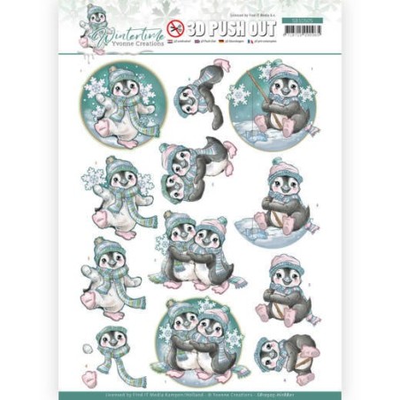(SB10505)3D Push Out - Yvonne Creations - Winter Time - Penguin