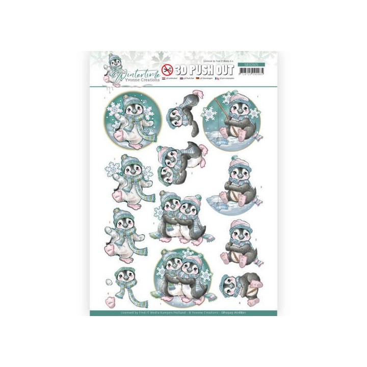 (SB10505)3D Push Out - Yvonne Creations - Winter Time - Penguin