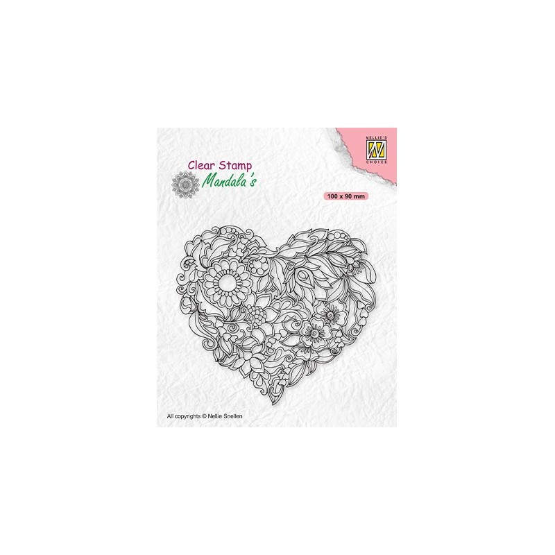 (CSMAN001)Nellie's Choice Clear stamps Mandala Flower heart