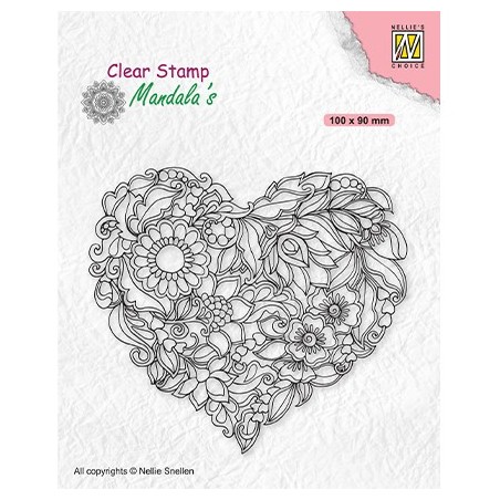 (CSMAN001)Nellie's Choice Clear stamps Mandala Flower heart