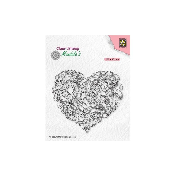 (CSMAN001)Nellie's Choice Clear stamps Mandala Flower heart