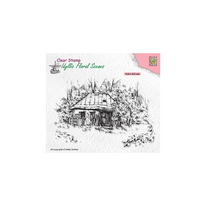 (IFS027)Nellie`s Choice Clearstamp - Idyllic Floral Scenes Old Cottage