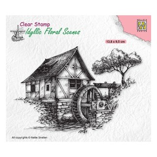 (IFS028)Nellie`s Choice Clearstamp - Idyllic Floral Scenes Water-mill