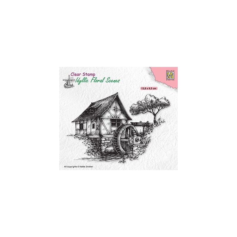 (IFS028)Nellie`s Choice Clearstamp - Idyllic Floral Scenes Water-mill
