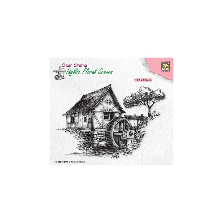 (IFS028)Nellie`s Choice Clearstamp - Idyllic Floral Scenes Water-mill