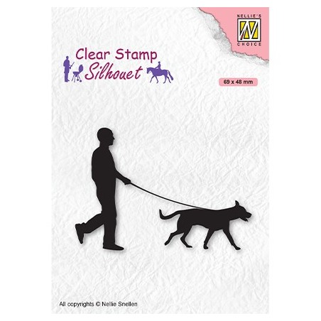 (SIL070)Nellie`s Choice Clearstamp - Silhouette Men-things Man with dog
