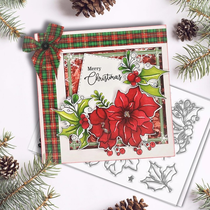 (PD8093A)Polkadoodles Merry Christmas Poinsettia Clear Stamps