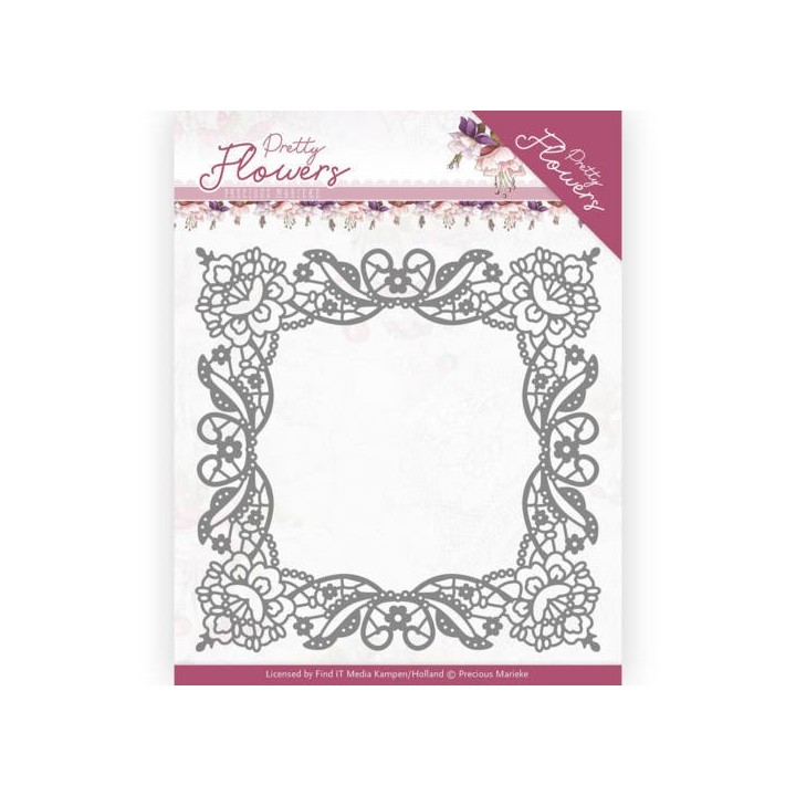 (PM10188)Dies - Precious Marieke - Pretty Flowers - Lace Frame