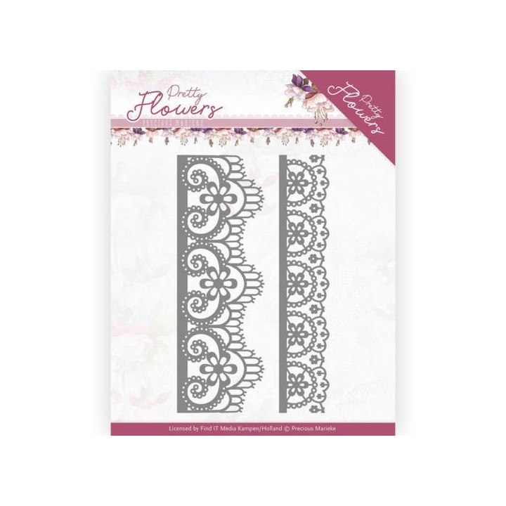 (PM10189)Dies - Precious Marieke - Pretty Flowers - Lace Border