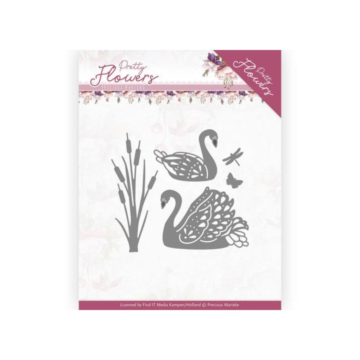 (PM10192)Dies - Precious Marieke - Pretty Flowers - Pretty Swans